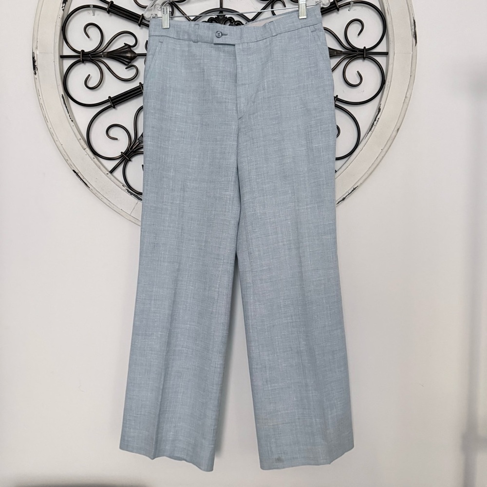 vtg Yves Saint Laurent YSL Linen Trouser Wide Leg Pants Women’s Blue 10 / Medium - Picture 2 of 12